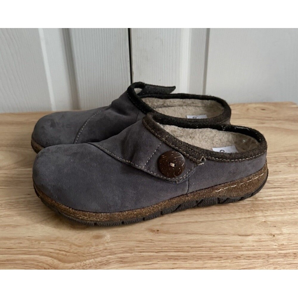 Earth Origins Size 5 Gray Women's Ezra Clogs Slip-On Warm-Lined Suede